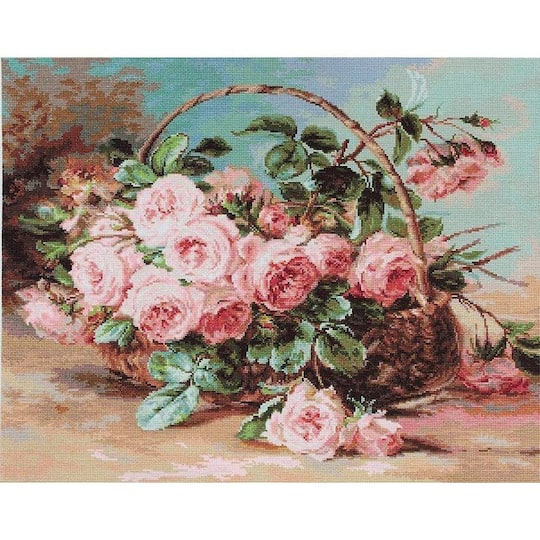 Luca-S Basket of Roses Counted Cross Stitch Kit